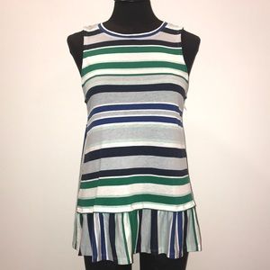 Sale!Joe Fresh sz M green/white/blue striped top NEW